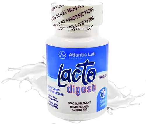 Atlantic Lab Corporation LactoDigest - Alivio natural rápido y fuerte de la intolerancia a la lactosa, enzima lactasa 9000 FCC, 60 cápsulas, alivia