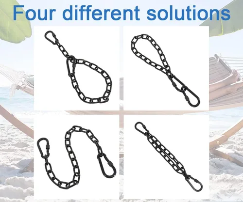 Miniatura 3 de Paquete de 2 cadenas colgantes de 25 pulgadas con 4 mosquetones, kits colgantes de capacidad de 440 libras, herrajes resistentes para sillas