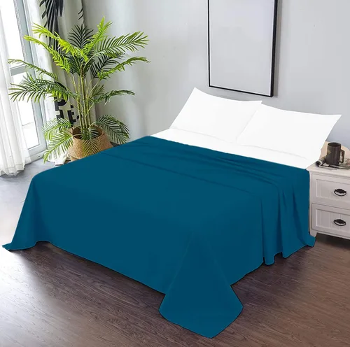 Miniatura 24 de Soft Aqua - Sábana encimera de tamaño individual 100% algodón satinado, 600 hilos, calidad de cama, sábana encimera, fresca y lisa, solo una sábana
