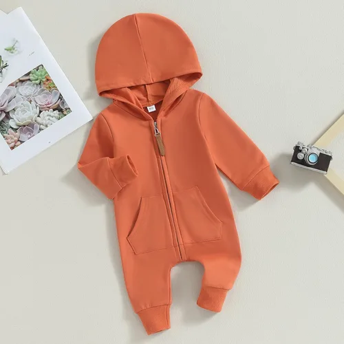 Miniatura 3 de Ropa de bebé recién nacido, con capucha, de manga larga, con cremallera, para otoño e invierno