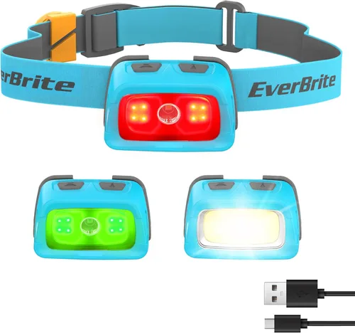 Miniatura 11 de EverBrite Linterna frontal recargable - Faro de 350 lúmenes con luz roja/verde y luz trasera, 7 modos de iluminación con función de memoria