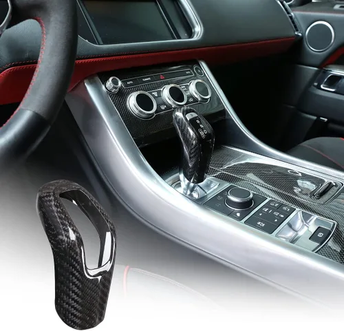 YIWANG Cubierta de la cabeza de la perilla de palanca de cambios de fibra de carbono 100% real para Land Rover RangeRover Sport 2014-2017, para Negro