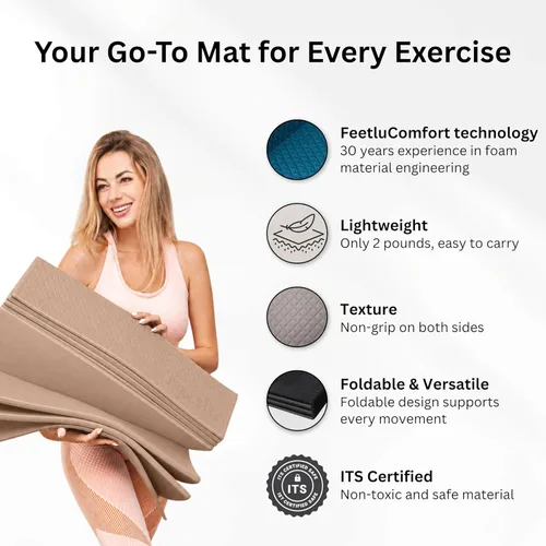 Miniatura 3 de Esterilla plegable para ejercicios de yoga, ligera, antideslizante y fácil de almacenar para yoga, pilates, entrenamientos en casa y ejercicios