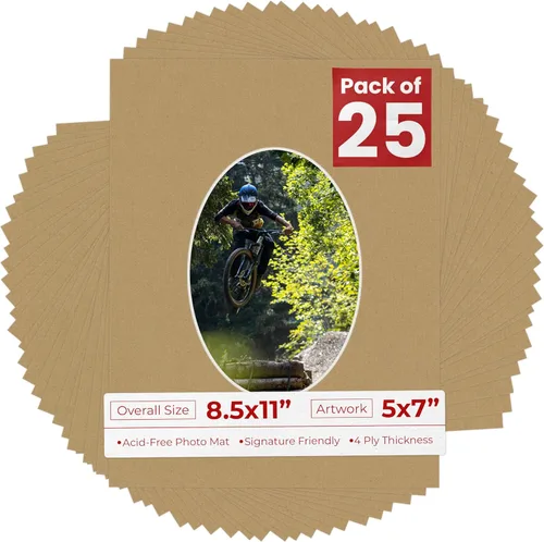 Miniatura 20 de Tapete de 8.5 x 11 pulgadas con corte biselado para fotos de 5 x 7 pulgadas, diseño ovalado, color azul bebé, sin ácidos, mate para proteger tus