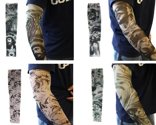 Miniatura 3 de Paquete de 20 piezas de mangas de tatuaje temporales falsas de Monster Art Body Art Accesorios - Designs Tribal, Dragon, Skull, etc.