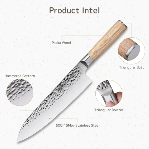 Miniatura 2 de FINDKING Juego de cuchillos de cocina de 7 piezas, con soporte magnético de madera, elegante juego de cuchillos de chef japoneses, hoja afilada