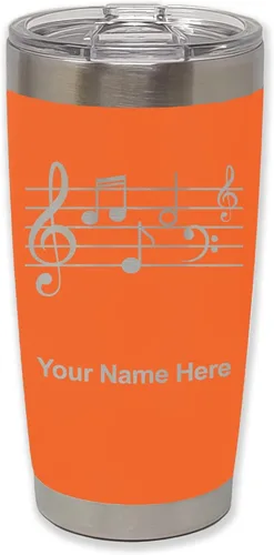 Miniatura 12 de LaserGram Vaso aislado al vacío de 20 onzas, personal de música, grabado personalizado incluido (negro)