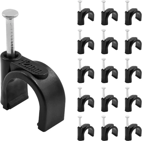 Miniatura 6 de 100pcs 0.551 in Flat Ethernet Cable Cable Clips Solo Cable Coaxial Abrazaderas con Clavo para Gestión de Cables (Blanco)