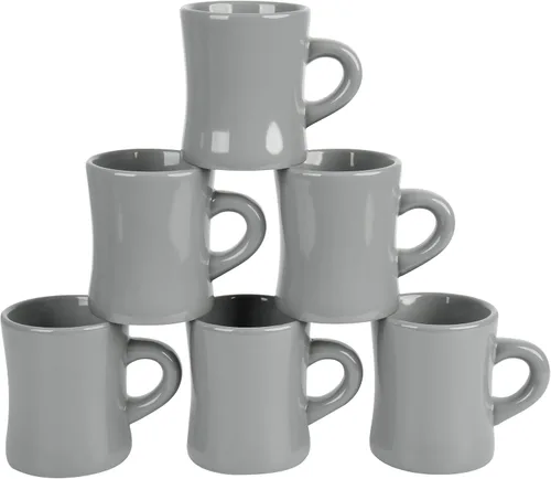Miniatura 8 de BYCNZB Juego de 6 tazas de café de cerámica de 11 onzas para restaurante, comedor, granja, cafetería, hogar (crema)