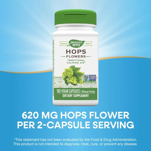 Miniatura 4 de Nature's Way Flores de lúpulo de hierbas prémium 620 mg por porción 100 Vcaps