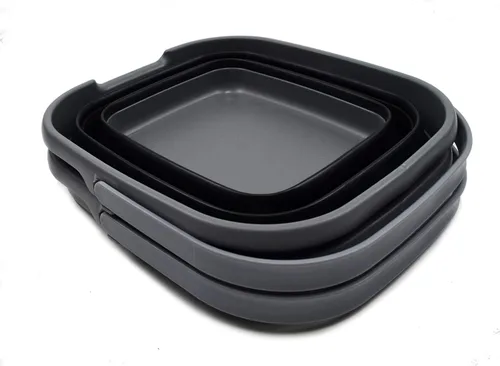Miniatura 2 de SAMMART Cesta rectangular plegable de 10 litros (2.6 galones) (gris/negro (juego de 2))