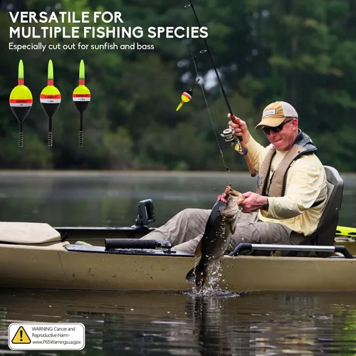 Miniatura 7 de QualyQualy 4 piezas de flotadores de pesca con luces deslizantes que brillan en la oscuridad, flotador de resorte para pesca de crappie y walleyes