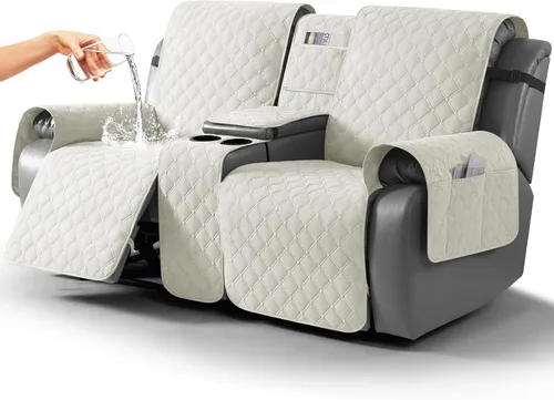 Miniatura 19 de TAOCOCO Funda para Sillón de Dos Plazas Reclinable 100% Impermeable con Consola Central, Funda de Sofá Reclinable Reversible para 2 Asientos