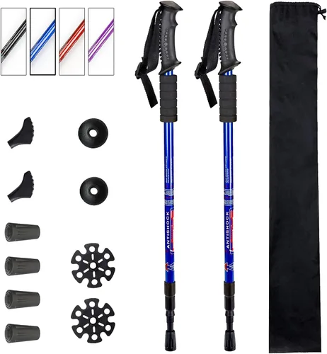 Miniatura 10 de Aihoye Bastones de trekking con absorción de golpes, ajustables, para senderismo o senderismo, plegable, fuerte, paquete de 2 piezas, bastón ligero