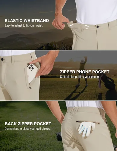 Miniatura 4 de Summit Force Pantalones de golf para hombre, elásticos, ajustados, impermeables, para senderismo, ligeros, para trabajo, negocios, casuales