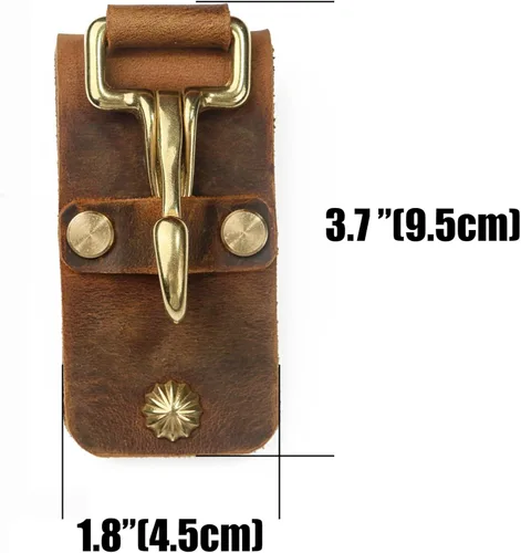 Miniatura 3 de Clip de llave de cinturón de cuero de grano completo resistente, soporte de llave de cinturón de cuero envejecido retro - BA05KC