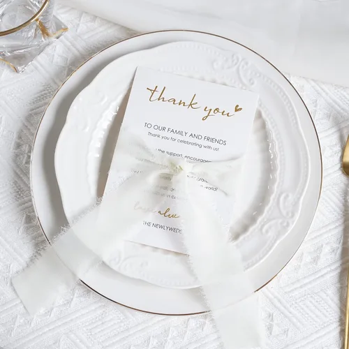 Miniatura 14 de HUIHUANG Tarjetas de agradecimiento de boda, 50 tarjetas de lugar para colocar en la mesa, recepciones, cenas, eventos y celebraciones