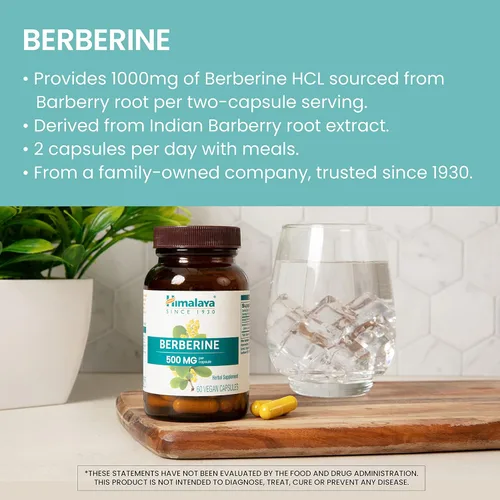 Miniatura 3 de Himalaya Berberina - Suplemento herbal para apoyar el metabolismo normal, inmunidad y salud digestiva - Vegano, sin gluten, 500 mg, 60 cápsulas
