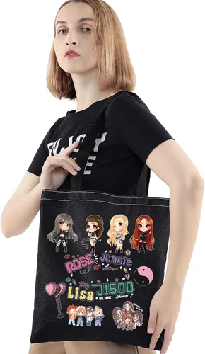 Miniatura 3 de BWWKTOP K-Pop Girl Group Tote Bag Cantante Fans Regalos Música Miembros de Grupo de Lona Bolsa de Hombro Singer Tour Mercancía