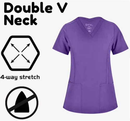 Miniatura 24 de Conjunto de 7 bolsillos Tali & Maya de enfermería para mujer, conjunto de uniforme médico diario para mujer, 3 bolsillos, parte superior, 4