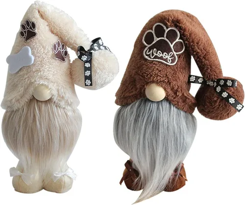 Miniatura 6 de 2 gnomos de peluche para perro, decoración para el hogar, hecha a mano, figuritas suecas Tomte, gnomos de patas y huesos para invierno, Navidad, Set