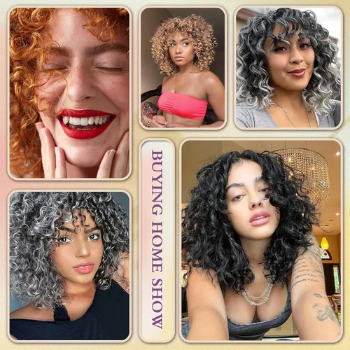 Miniatura 6 de Silke - Paquete de 6 extensiones de cabello rizado Gogo rizado con ondas oceánicas para mujeres (10 pulgadas, Tgris)