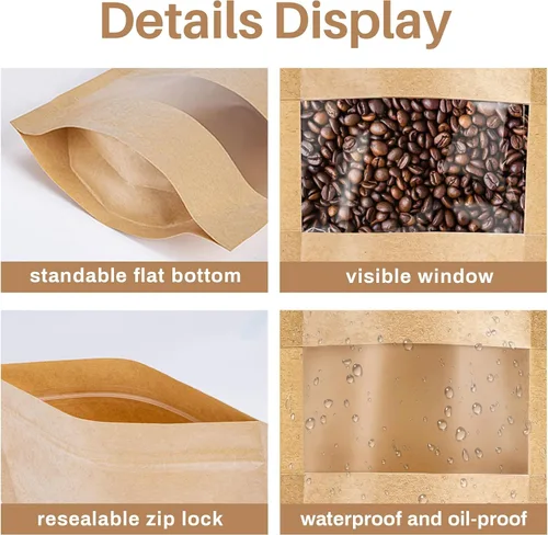 Miniatura 4 de MAQIHAN 50 bolsas de pie – 3.5 x 5.5 pulgadas, bolsas de papel kraft resellables Ziplock para ventana, envasado de alimentos casero, bagel, pan