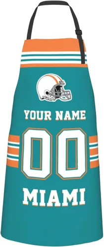 Miniatura 32 de Delantales personalizados del estilo del fútbol, delantal personalizado de la cocina del nombre y del número, delantales impermeables modificados