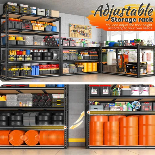 Miniatura 6 de REIBII Estantería de garaje de 48" de ancho, estantes de almacenamiento de 3020LBS, estantes de 5 niveles, estante resistente para garaje ajustable