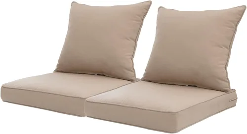 Miniatura 30 de QILLOWAY Juego de cojines de poliéster para sillas de exterior, cojines de exterior para muebles de patio, todo tipo de clima. Gris carbón/negro