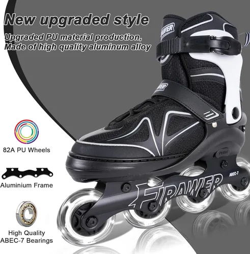 Miniatura 3 de Patines en línea ajustables para niños de 4 a 12 años, patines en línea juveniles para niñas y niños de 5 a 8 y de 8 a 12 con ruedas que se iluminan