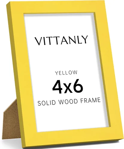 Miniatura 202 de Vittanly - Marco de fotos de 4 x 6 pulgadas de madera maciza con plexiglás, incluye paspartú de 3,5 x 5, para colgar en la pared o poner sobre una