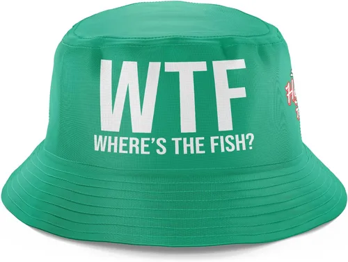 Regalos de pesca para hombres, WTF Wheres The Fish, divertido sombrero de pesca, sombrero de pescador, sombrero de sol para pesca Wtf - Verde