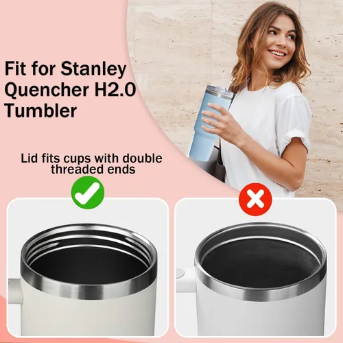 Miniatura 7 de Tapa de repuesto para vaso de 40 onzas compatible con Stanley Quencher, paquete de 2 fundas transparentes a prueba de derrames para accesorios