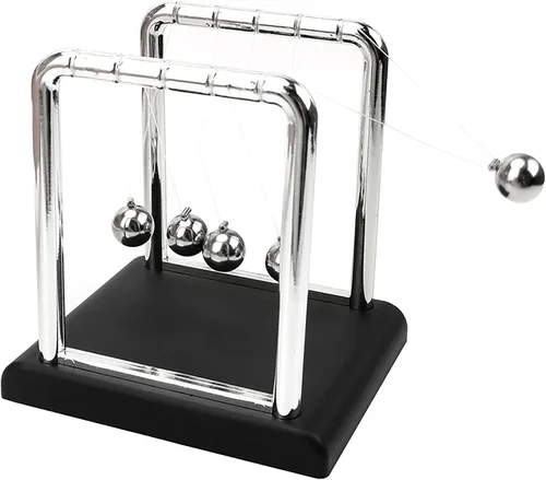 Miniatura 2 de Cuna de Newton Bolas de Equilibrio, Bolas de Péndulo con Base Negra, Péndulo Cuna de Newton, Decoración de Escritorio para Hombres, Juguetes