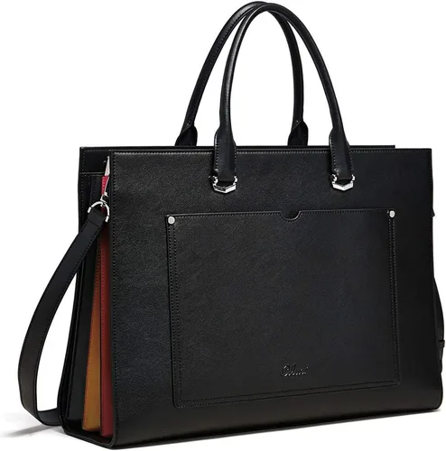 CLUCI Maletín de cuero para mujer portátil de 15.6 pulgadas profesional de trabajo de negocios para mujer, bolso de hombro