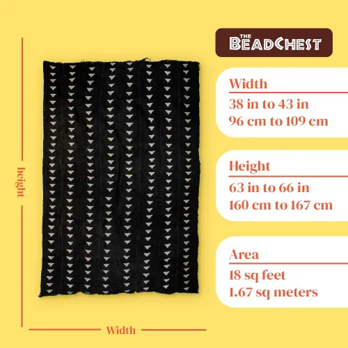 Miniatura 4 de The Bead Chest Tela de barro Bogolan Mali color negro ébano – Tejido africano hecho a mano de África Occidental – 40 x 64 pulgadas – Ideal
