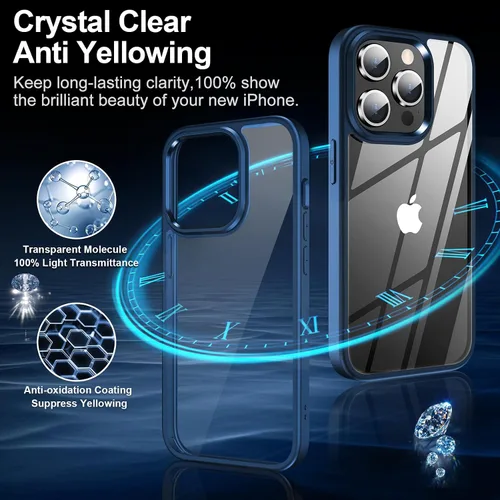 Miniatura 4 de MOZOTER Funda transparente para iPhone 15 Pro, antiamarilleo, protección contra caídas de grado militar, a prueba de golpes, funda delgada