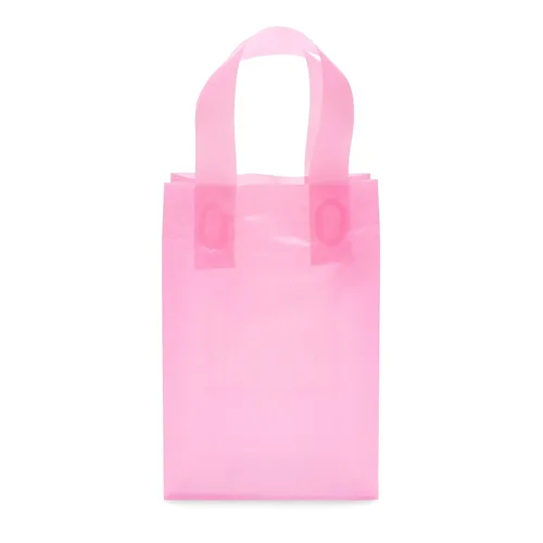 Miniatura 9 de Prime Line Packaging Bolsas de regalo rosadas, bolsas de regalo de plástico esmerilado con asas para pequeñas empresas, golosinas, compras