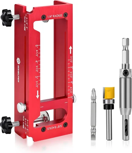 Plantilla para bisagras de puerta, kit de plantilla de bisagra de puerta de aleación de aluminio para fresadora, plantilla de mortaja ajustable que