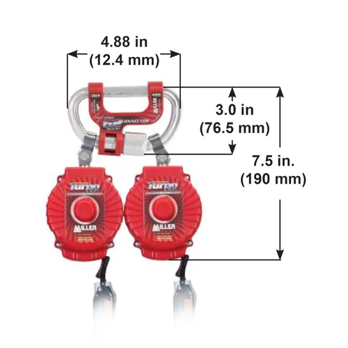 Miniatura 3 de Miller Honeywell Ademco Miller Twin Turbo - Sistema de protección contra caídas de 6 pies con conector G2 y ganchos de aluminio para barras