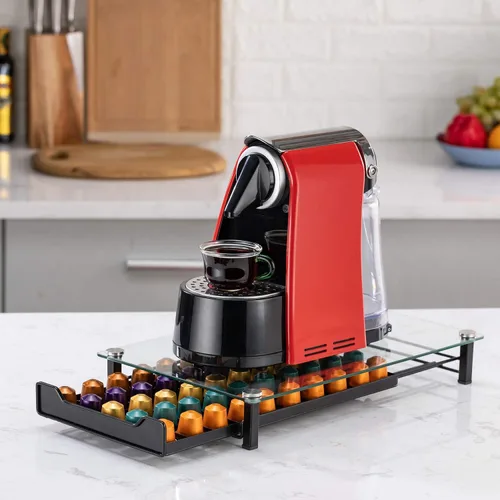 Miniatura 2 de Soporte para almacenamiento de cápsulas de café, organizador de cajones originaline, cristal templado (50 cápsulas)