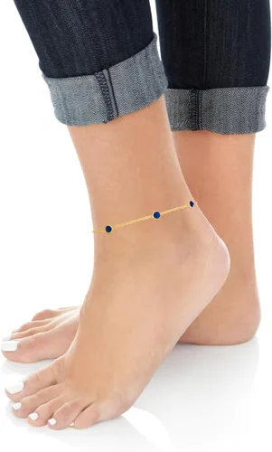 Miniatura 3 de Floreo Pulsera o tobillera redonda de oro amarillo de 14 quilates con piedra natal de 0.157 in