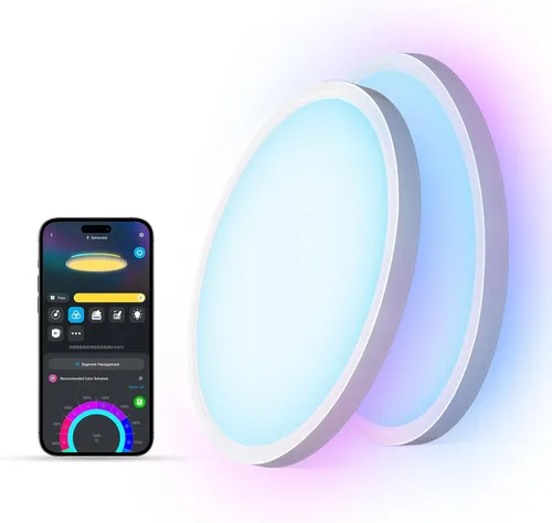 Miniatura 11 de Govee Luz de Techo Inteligente, Lámpara de Techo LED RGBIC, Lámpara de Montaje Empotrado de 2400LM, Colores DIY, Funciona con Alexa, Luces de Blanco