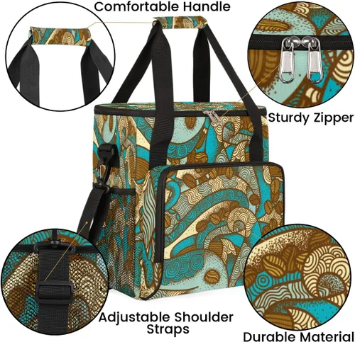 Miniatura 6 de Bolsa de café vintage bohemia para café, bolsa de transporte de viaje, bolsa de almacenamiento compatible con Keurig K-Mini o Plus, portátil