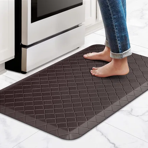 Miniatura 28 de HappyTrends Alfombras antifatiga para cocina, 4/5 pulgadas de grosor, antideslizantes, impermeables, ergonómicas, cómodas para cocina, suelo, hogar