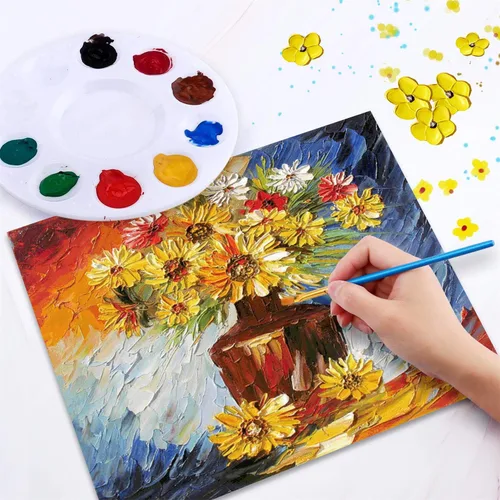 Miniatura 5 de Juego de paleta de pinceles de pintura, con 6 paquetes de 60 pinceles y 6 paletas, cabezal de pincel de nailon, adecuado para acuarela al óleo