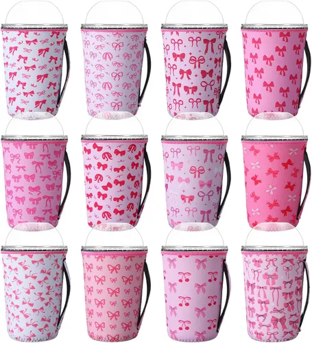 Miniatura 8 de Boao 12 Piezas Fundas Reutilizables para Vasos Helados Aislante de Neopreno Portavasos para Bebidas para Vaso Térmico Bebidas Frías y Calientes