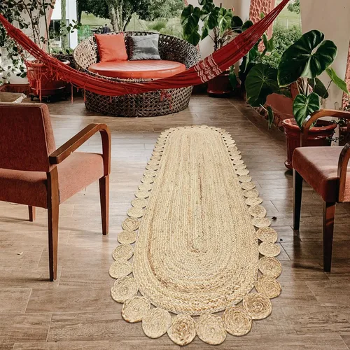 Miniatura 4 de Cape Cod - Alfombra trenzada de fibra de yute natural, alfombras indias kilim – Tapete pequeño de 3 x 2 pies tejido a mano de tejido plano para uso