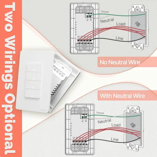 Miniatura 4 de MOES Interruptores inteligentes Zigbee de 2ª generación, sin cable neutro, interruptor de luz de un polo inteligente que requiere MOES Zigbee Hub